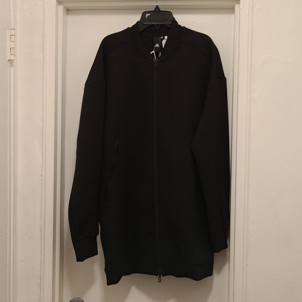 adidas long bomber black men's oversized S